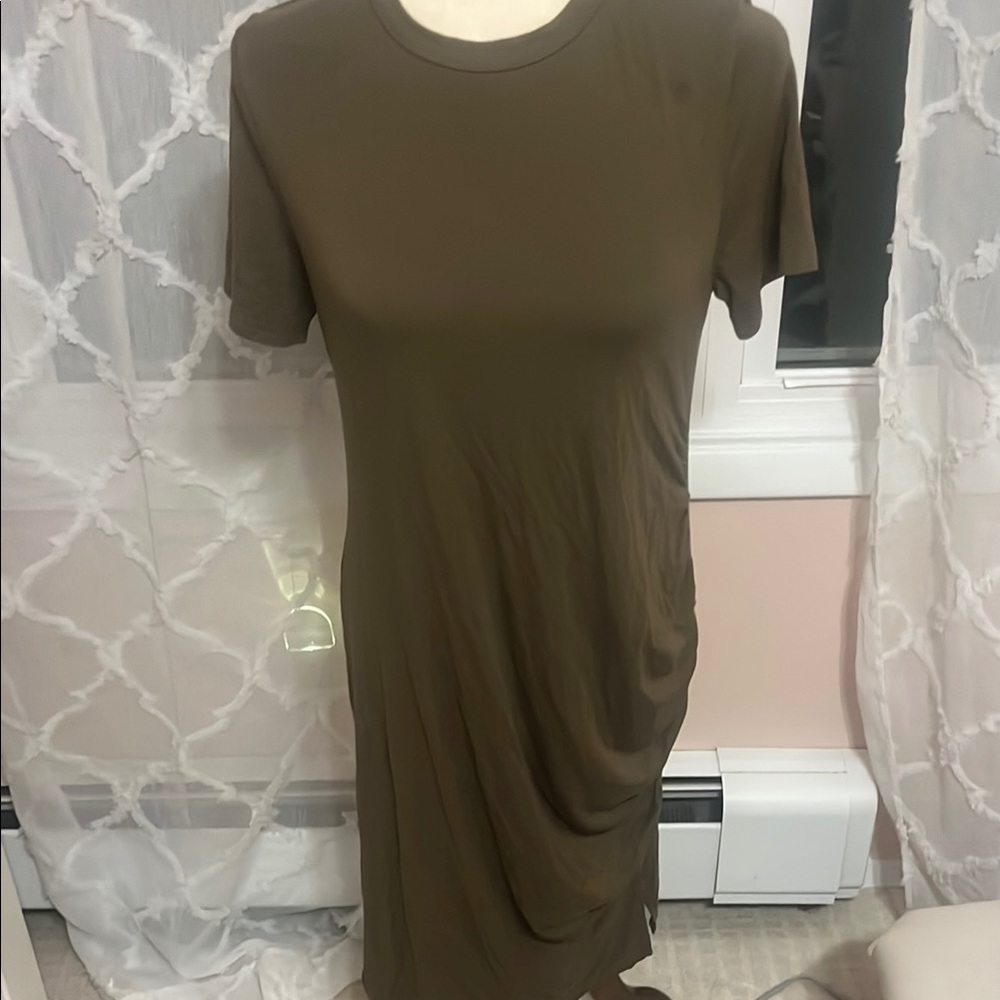 Olive Green Casual T-Shirt Dress
